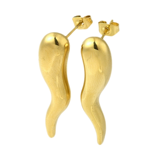 

PandaHall 304 Stainless Steel Studs Earrings for Women, Horn of Plenty/Italian Horn Cornicello, Real 18K Gold Plated, 29x8mm 304 Stainless...