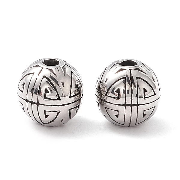 

PandaHall 304 Stainless Steel Beads, Manual Polishing, Round, Antique Silver, 9.5mm, Hole: 2mm 304 Stainless Steel Round