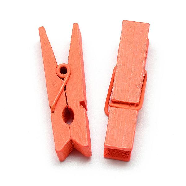 

PandaHall Dyed Wooden Craft Pegs Clips, Dark Orange, 35x7x10mm Wood Orange
