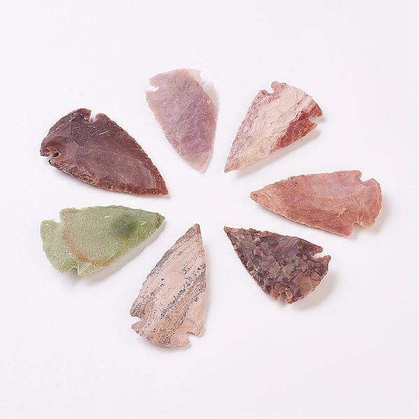 

PandaHall Natural Gemstone Beads, Arrowhead, No Hole/undrilled, 38~48x25~28x8~10mm Mixed Stone Arrow