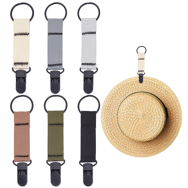

PandaHall GOMAKERER 6Pcs 6 Colors Alloy Hat Clip for Travel, with Nylon Strap & Plastic Clasp, Mixed Color, 150mm, 1pc/color Nylon Rectangle..., Multicolor