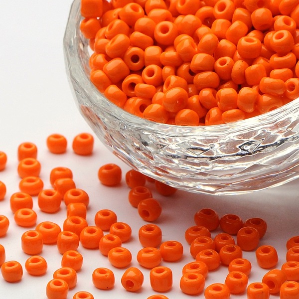 

PandaHall Glass Seed Beads, Opaque Colours Seed, Small Craft Beads for DIY Jewelry Making, Round, Dark Orange, 4mm, Hole:1.5mm, about...