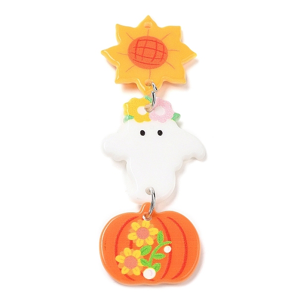 

PandaHall Halloween Theme Acrylic Pendants, with Iron Ring, Sun, Sun, 68x24x2mm, Hole: 1.4mm Iron+Acrylic Sun