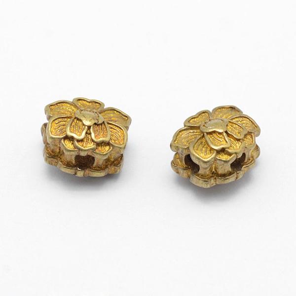

PandaHall Brass Beads, Lead Free & Cadmium Free & Nickel Free, Lotus, Raw(Unplated), 9.5x12x8.5mm, Hole: 2.5mm Brass Flower