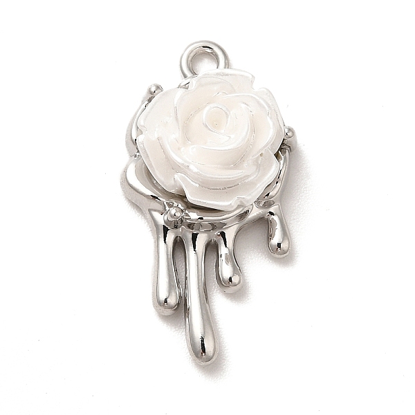 

PandaHall Opaque Resin Pendants, White Rose Charms, with Alloy Findings, Platinum, 24.5x13x8.5mm, Hole: 1.6mm Alloy+Resin Flower White