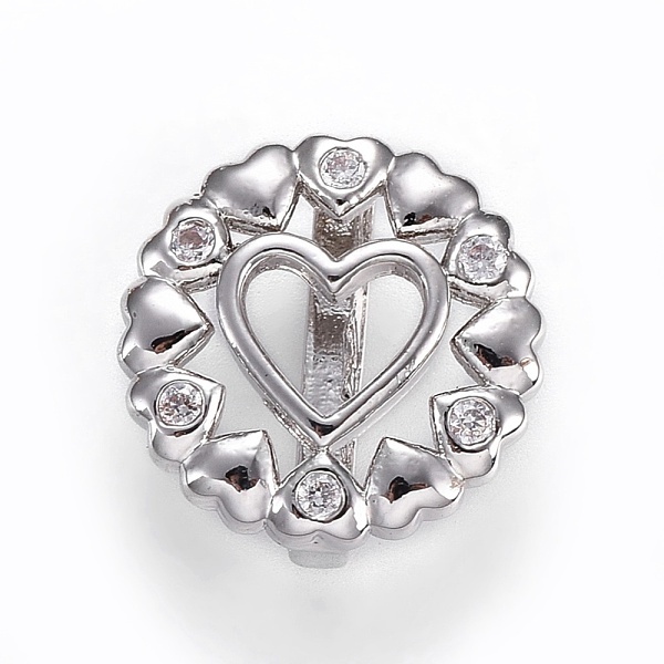 

PandaHall Brass Micro Pave Cubic Zirconia Slide Charms, Lead Free & Cadmium Free, Heart, Clear, Mixed Color, 13x5mm, Hole: 2x10.5mm...