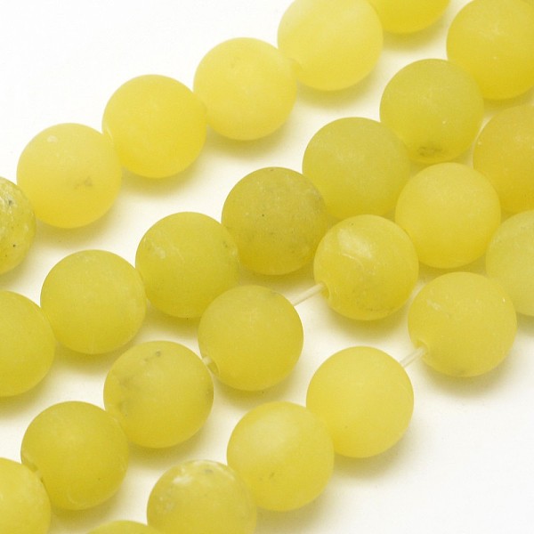 

PandaHall Natural Lemon Jade Round Beads Strands, Frosted, Round, 8mm, Hole: 1mm, about 48pcs/strand, 15.1 inch Lemon Jade Round Yellow