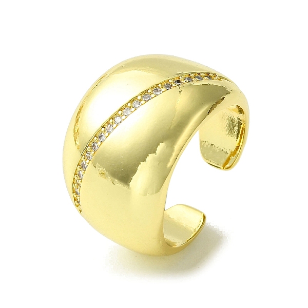 

PandaHall Brass Micro Pave Cubic Zirconia Open Cuff Ring, Wide Band Rings, Real 16K Gold Plated, US Size 7 3/4(17.9mm) Brass+Cubic Zirconia..., White