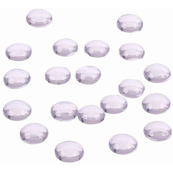 PandaHall 20 Pcs 8mm Round Flat Back Clear Crystal Glass Cabochon, for Photo Pendant Craft Jewelry Making Glass Half Round Clear