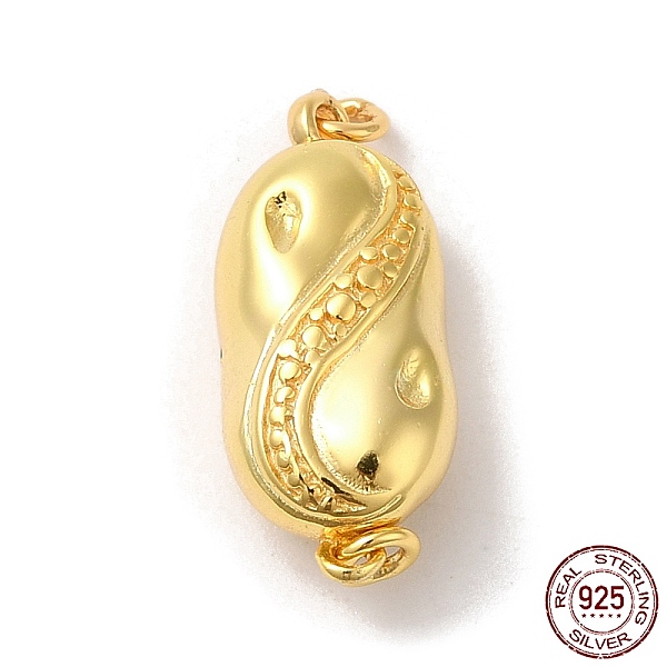 

PandaHall Rack Plating 925 Sterling Silver Peanut Bayonet Clasps, Oval, with 925 Stamp, Real 18K Gold Plated, 19.5x8x6mm, Hole: 1.5mm...