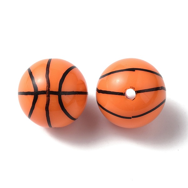 

PandaHall Sport Theme Opaque Resin Beads, Basketball, Coral, 18mm, Hole: 2.4mm Resin Round Red