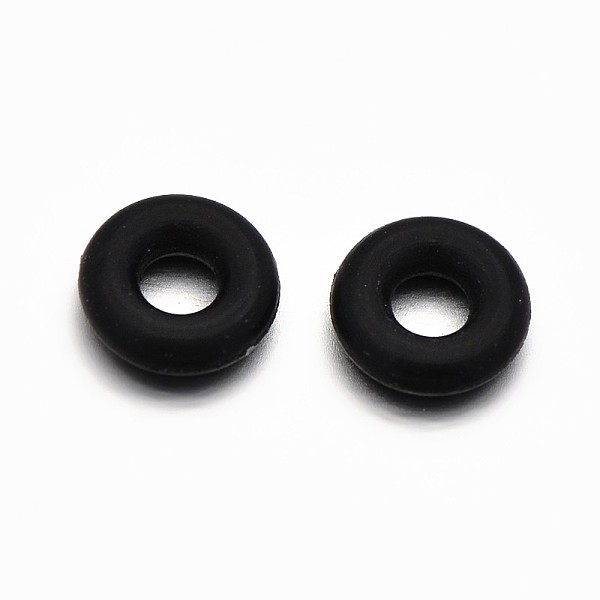 

PandaHall Rubber O Rings, Donut Spacer Beads, Fit European Clip Stopper Beads, Black, 5x1mm Synthetic Rubber Donut Black
