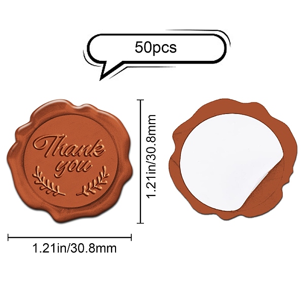 

PandaHall SUPERDANT 50 pcs Thank You Wax Stamp Stickers Plant Envelope Seal Stickers 30mm Self Adhesive Sealing Wax Stamp Thanksgiving...