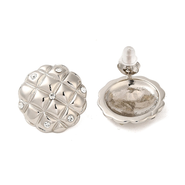 

PandaHall 304 Stainless Steel Cubic Zirconia Stud Earrings for Women, Flat Round with Tartan, Stainless Steel Color, 20x19.5mm 304 Stainless...