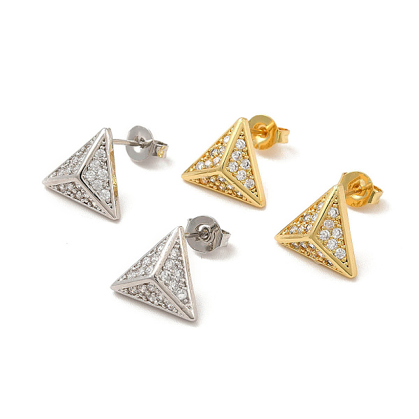 

PandaHall Rack Plating Brass Micro Pave Clear Cubic Zirconia Triangle Stud Earrings, Long-Lasting Plated, Lead Free & Cadmium Free, Mixed...