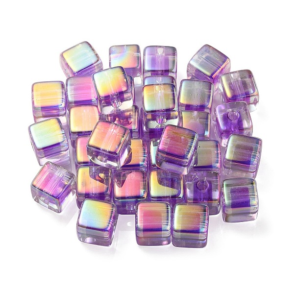 

PandaHall UV Plating Transparent Acrylic European Beads, Large Hole Beads, Cube, Dark Violet, 13.5x13.5x13.5mm, Hole: 4mm Acrylic Cube