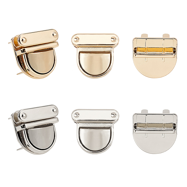 

PandaHall 8 Sets Alloy Bag Lock Twist Lock Light Gold Tuck Lock Bag Clasp Accessories for Leather Bag DIY, Golden/Platinum Alloy