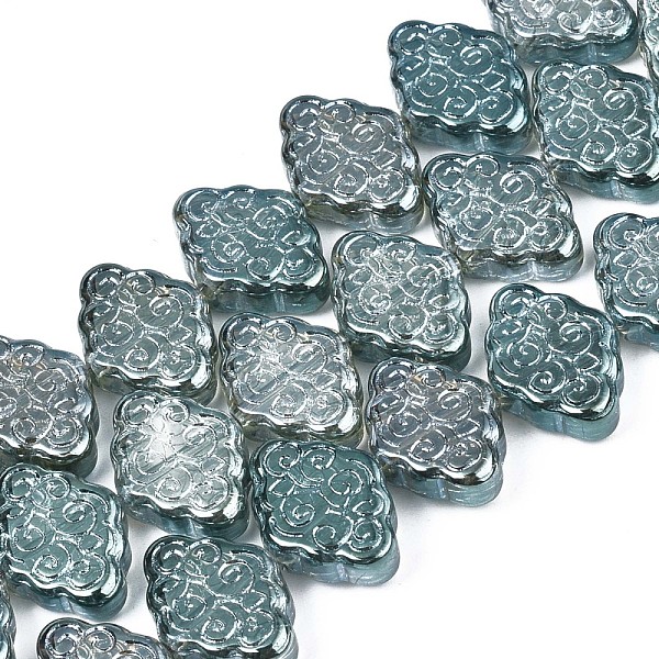 

PandaHall Electroplate Glass Beads Strand, Pearl Luster Plated, Rhombus with Chinese Auspicious Cloud Pattern, Dark Slate Gray...