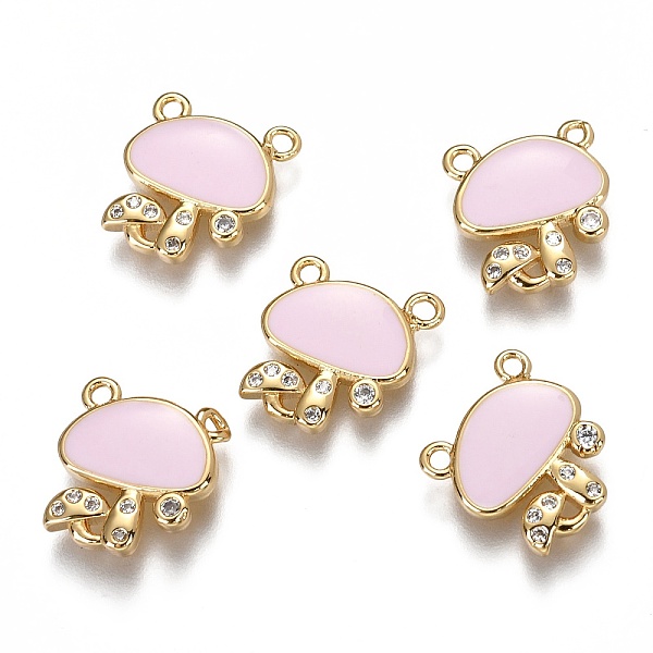 

PandaHall Autumn Theme Brass Micro Pave Clear Cubic Zirconia Charms, Long-Lasting Plated Links, with Enamel, Mushroom, Real 18K Gold Plated..., Pink