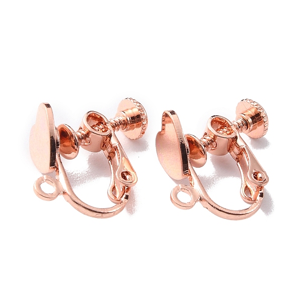 

PandaHall Heart Brass Clip-on Earring Findings, Components Screw Back Ear Wire Non Pierced Earring Converter, with Vertical Loop, for...