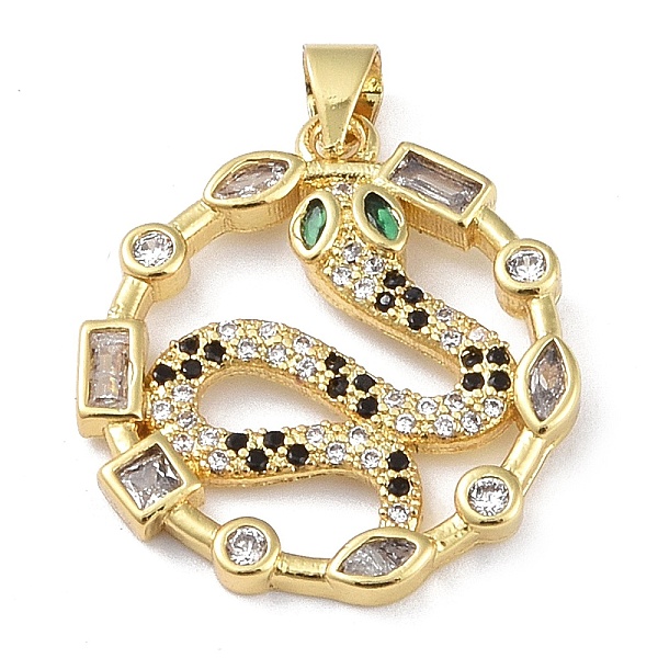 

PandaHall Rack Plating Brass Micro Pave Cubic Zirconia Pendants, Long-Lasting Plated, Lead Free & Cadmium Free, Real 18K Gold Plated, Snake..., Green