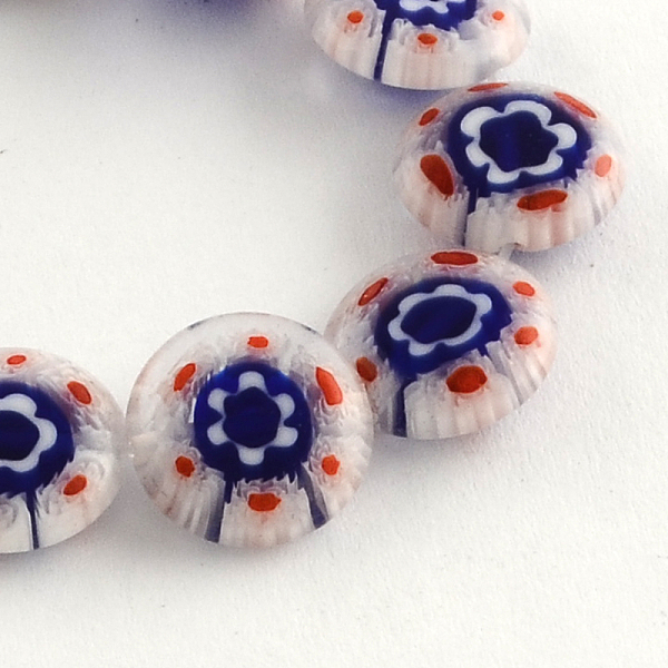 

PandaHall Handmade Millefiori Glass Beads Strands, Flat Round, Medium Blue, 12x4mm, Hole: 1mm, about 33pcs/strand, 14.5 inch Millefiori...
