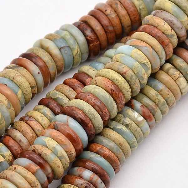 

PandaHall Flat Round/Disc Synthetic Aqua Terra Jasper Beads Strands, Heishi Beads, Dyed, 10x3mm, Hole: 2mm, about 149pcs/strand, 15.1 inch...