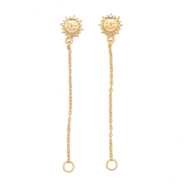 

PandaHall Brass Beads, with Chain, Nickel Free, Flower, Real 14K Gold Plated, 67mm Brass Flower