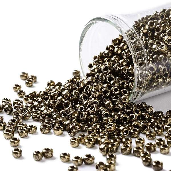

PandaHall TOHO Round Seed Beads, Japanese Seed Beads, (1705) Gilded Marble Brown, 8/0, 3mm, Hole: 1mm, about 10000pcs/pound Glass Brown