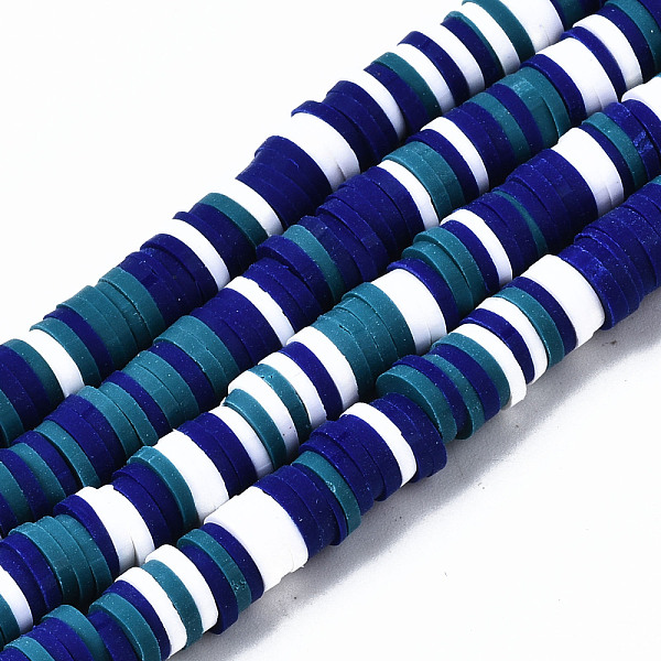 

PandaHall Handmade Polymer Clay Beads Strands, for DIY Jewelry Crafts Supplies, Heishi Beads, Disc/Flat Round, Blue, 6x0.5~1mm, Hole: 1.8mm...