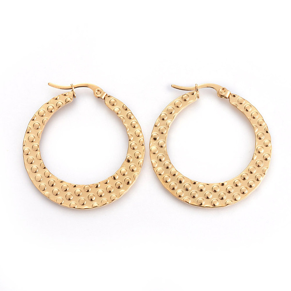 

PandaHall 201 Stainless Steel Hoop Earrings, with 304 Stainless Steel Pin, Hypoallergenic Earrings, Ring, Golden, 36x34.5x1.5mm, Pin: 1mm...