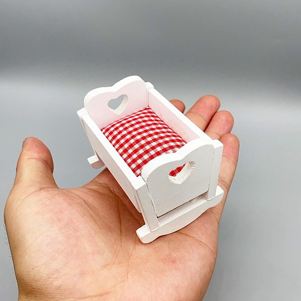 

PandaHall Mini Wood Rocking Baby Doll Cradle Bed, Dollhouse Furniture Accessories, for Miniature Bedroom, White, 50x65x55mm Wood Tartan...