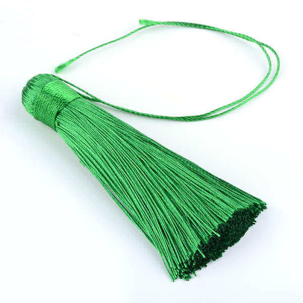 

PandaHall Polyester Tassel Pendant Decorations, Green, 77~81x12~13mm Polyester Green
