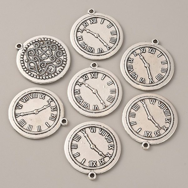 

PandaHall Tibetan Style Alloy Pendants, Flat Round with Clock Pattern, Antique Silver, 37.4x34x2.8mm, Hole: 1.8mm Alloy Flat Round