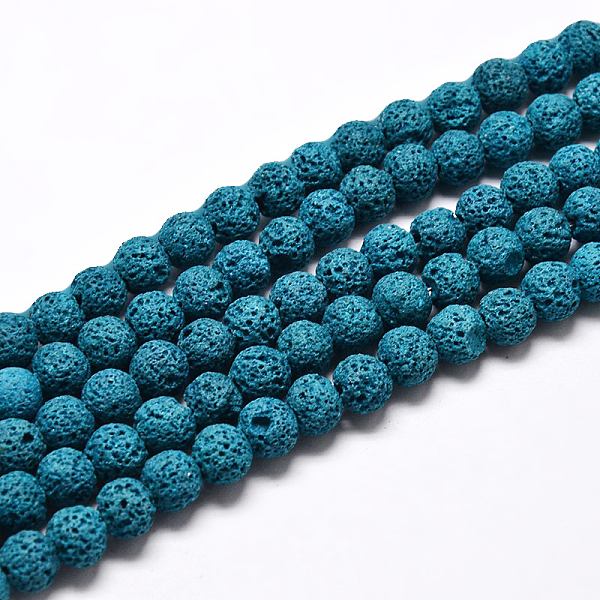 

PandaHall Natural Lava Rock Round Bead Strands, Dyed, Dark Cyan, 10mm, Hole: 1mm, about 38pcs/strand, 15.7 inch Lava Rock Round Blue