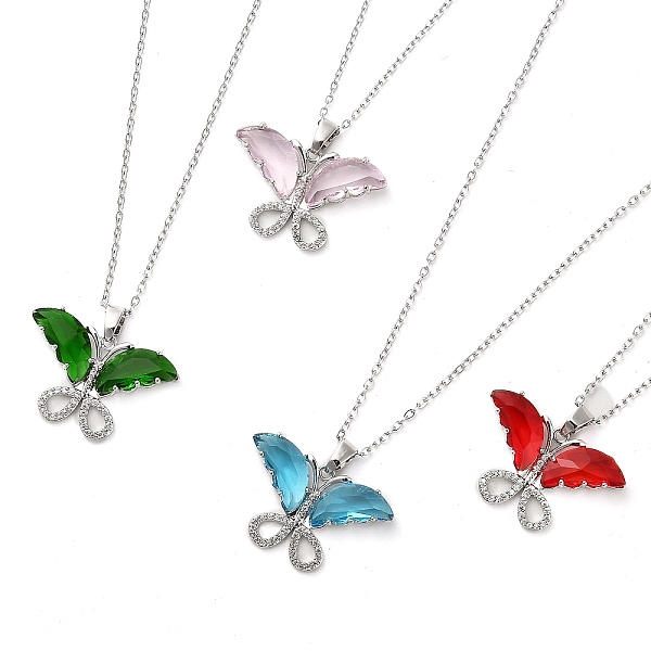

PandaHall Butterfly Platinum Brass Micro Pave Cubic Zirconia Pendant Necklaces, with Glass, Mixed Color, 16.02 inch(40.7cm) Brass Butterfly..., Multicolor