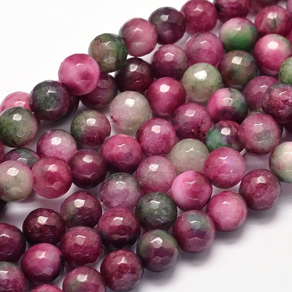 

PandaHall Dyed Natural Malaysia Jade Round Bead Strands, Imitated Tourmaline, Faceted, 6mm, Hole: 1mm, about 60pcs/strand, 15.5 inch...