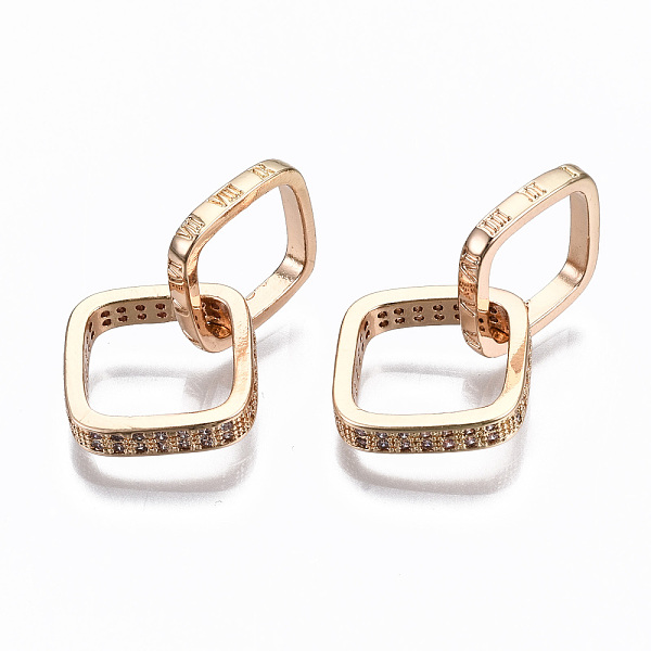 

PandaHall Brass Micro Pave Clear Cubic Zirconia Links Connectors, Square, Light Gold, 28.5mm Brass+Cubic Zirconia Square Clear