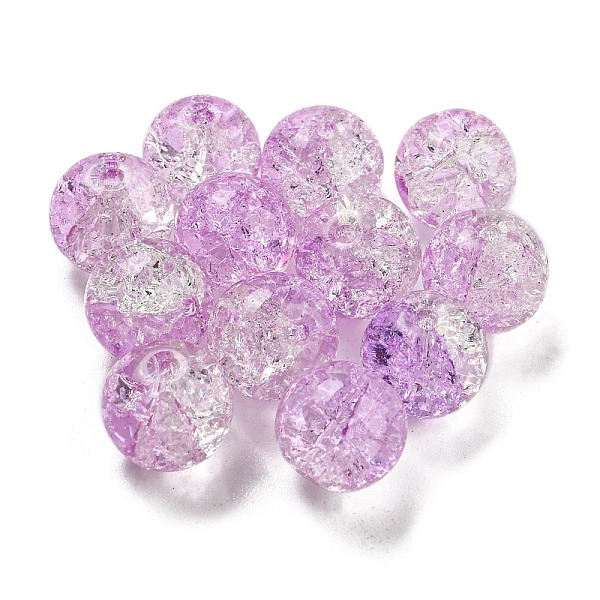 

PandaHall Transparent Spray Painting Crackle Glass Beads, Round, Violet, 10mm, Hole: 1.6mm, 200pcs/bag Glass Round Purple