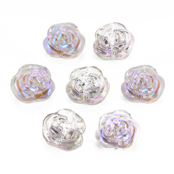

PandaHall Electroplate Transparent Glass Beads, Half Plated, Rose Flower, Plum, 12.5x14x8.5mm, Hole: 1mm Glass Flower Purple