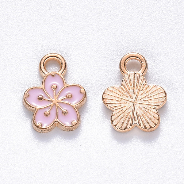 

PandaHall Alloy Enamel Charms, Flower, Light Gold, Pink, 12x9x2mm, Hole: 1.8mm Alloy+Enamel Flower Pink