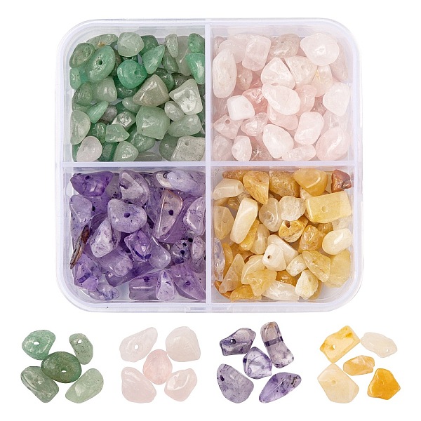 

PandaHall 60G 4 Style Natural Mixed Gemstone Beads, Chip, 2~11x3~9.5x2~10mm, Hole: 1mm, 15g/style Mixed Stone Chip