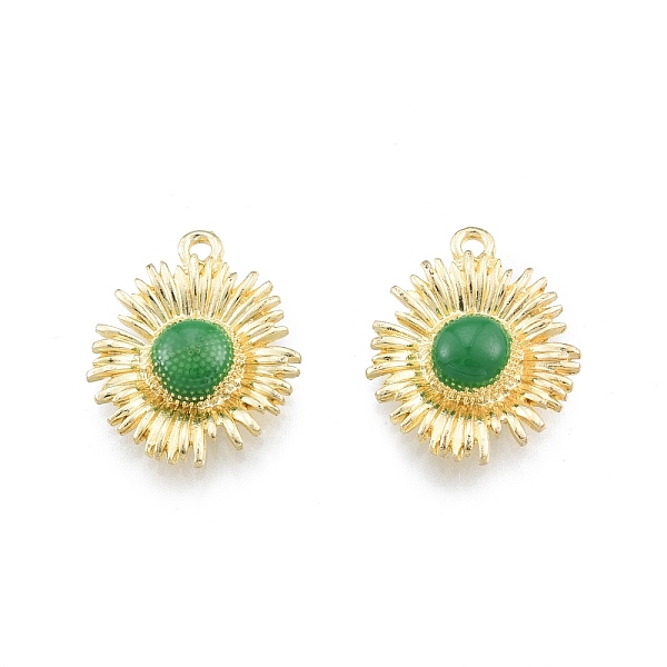 

PandaHall Alloy Enamel Pendants, Flower, Light Gold, Sea Green, 20x16x3mm, Hole: 1.6mm Alloy+Enamel Flower