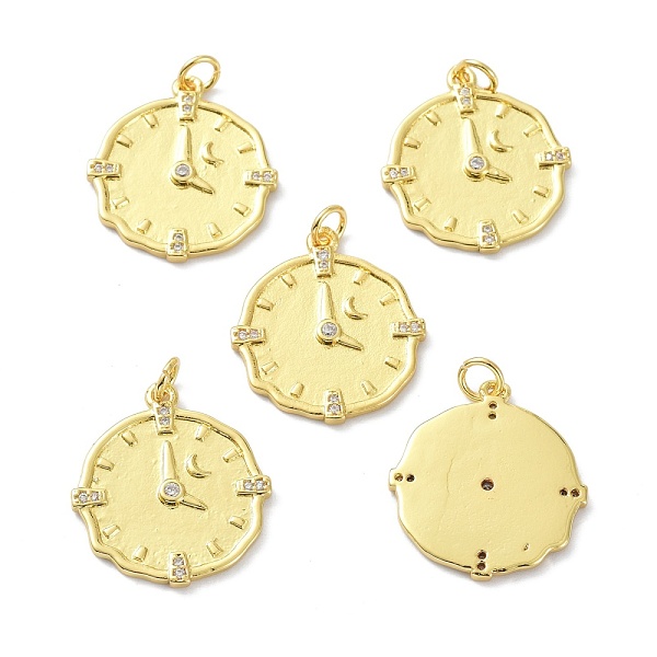 

PandaHall Brass Clear Cubic Zirconia Pendants, Long-Lasting Plated, Real 18K Gold Plated, with Jump Ring, Clock, Lead Free & Cadmium Free...