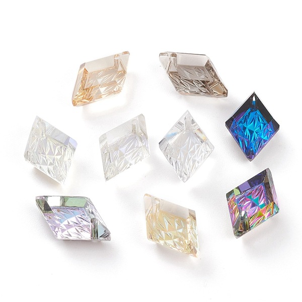 

PandaHall Embossed Glass Rhinestone Pendants, Rhombus, Faceted, Mixed Color, 19x12x6mm, Hole: 1.5mm Glass Rhombus Multicolor
