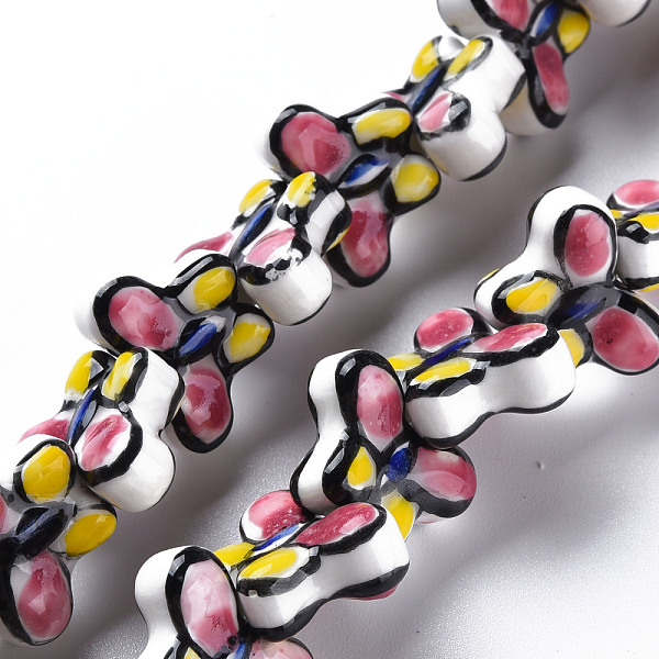 

PandaHall Handmade Porcelain Ceramic Beads Strands, Famille Rose Style, Butterfly, Medium Orchid, 13.5x17.5x7mm, Hole: 2mm, about...