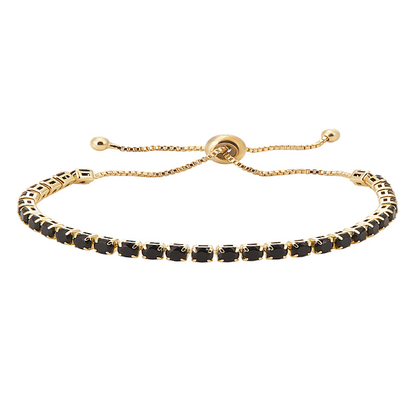 1pz bracciale regolabile da donna con cubic zirconia micro pavé in ottone