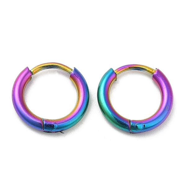 

PandaHall Ion Plating(IP) Titanium Alloy Huggie Hoop Earrings for Women, Rainbow Color, 12 Gauge, 12x2mm Alloy