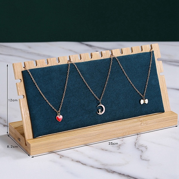 

PandaHall Wood with Velvet Necklace Display Stand Jewelry Pendant Holder Accessory, Hanger Counter Showcase Jewelry Props Ornaments, Marine...