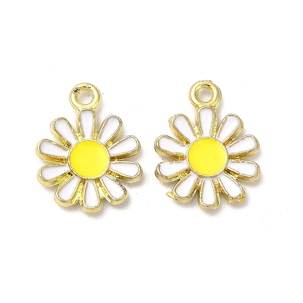 

PandaHall Alloy Enamel Charms, Cadmium Free & Nickel Free & Lead Free, Light Gold, Flower Charm, White, 14.5x11.5x2mm, Hole: 1.4mm...